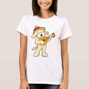 T-shirt Chien à la musique avec guitare