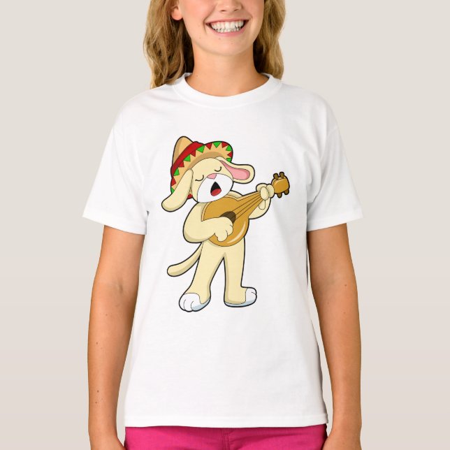 T-shirt Chien à la musique avec guitare (Devant)