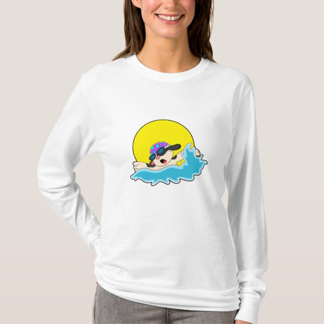 T-shirt Chien à la natation avec lunettes de natation (Devant)