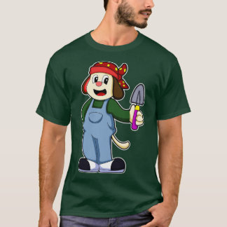 T-shirt Chien à l'éleveur avec une truelle à fleurs