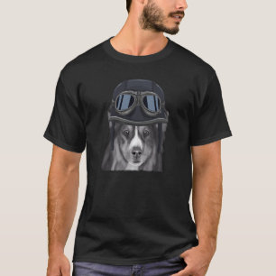 T-shirt Chien à mouton de Shetland portant une casque de m