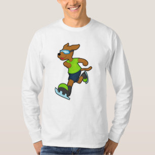 T-shirt Chien à Patinage sur glace avec lunettes