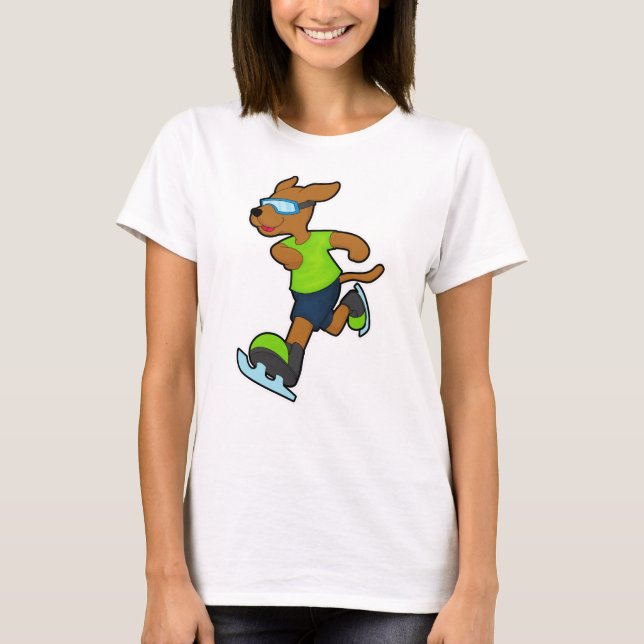T-shirt Chien à Patinage sur glace avec lunettes (Devant)