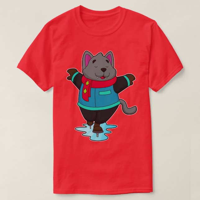 T-shirt Chien à Patinage sur glace avec patins sur glace É (Design devant)