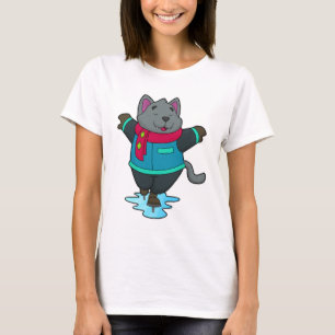 T-shirt Chien à Patinage sur glace avec patins sur glace e