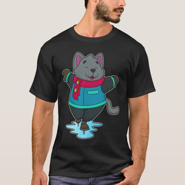 T-shirt Chien à Patinage sur glace avec patins sur glace e (Devant)