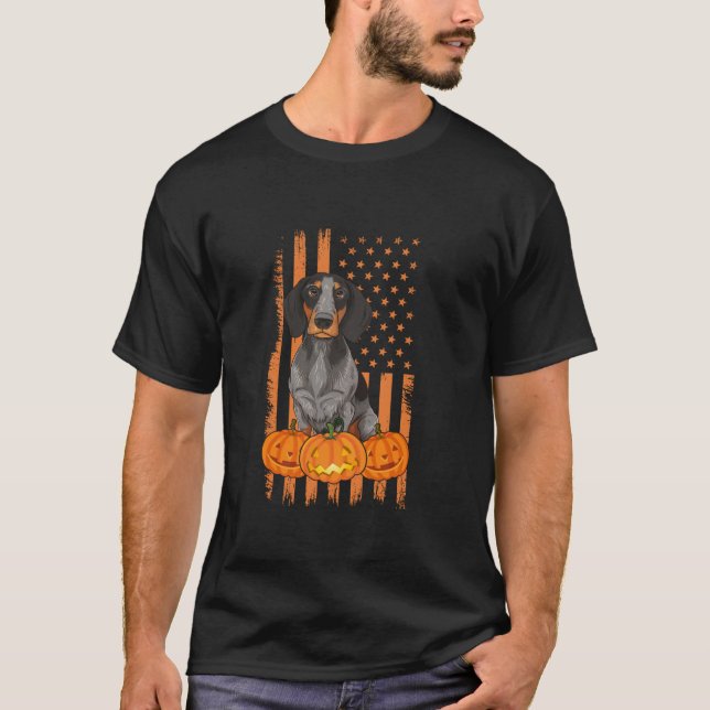 T-shirt Chien à pointer allemand USA Drapeau patriotique (Devant)