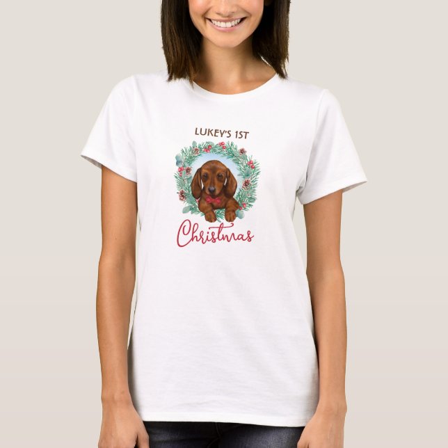T-shirt Chien à saucisse de la chienne de Noël (Devant)