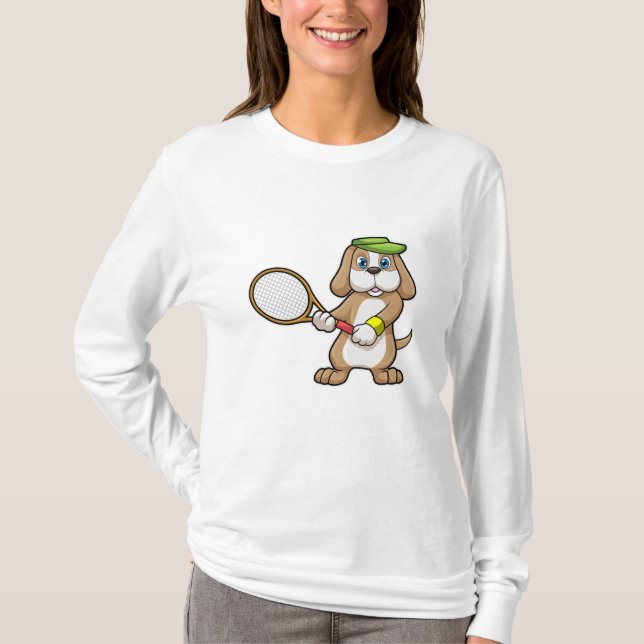 T-shirt Chien à Tennis avec raquette de tennis & Casquette (Devant)