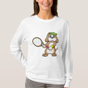T-shirt Chien à Tennis avec raquette de tennis & Casquette