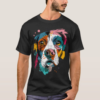 T-shirt Chien Abstrait Visage de Chien Pop Art Vibrant