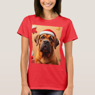 T-shirt Chien adorable portant un chapeau de Père Noël