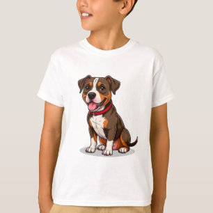T-shirt Chien américain Pit Bull de dessin animé mignon