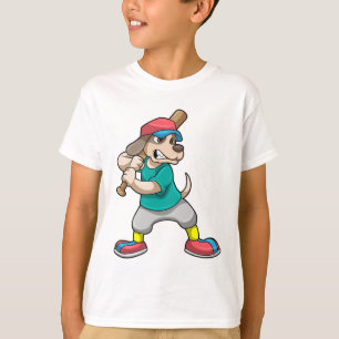 T-shirt Chien au baseball avec batte de baseball