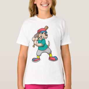 T-shirt Chien au baseball avec batte de baseball