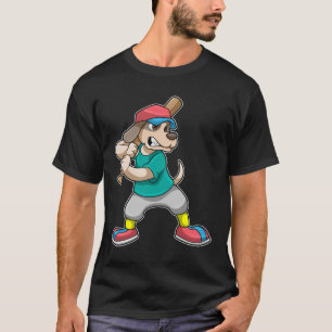 T-shirt Chien au baseball avec batte de baseball