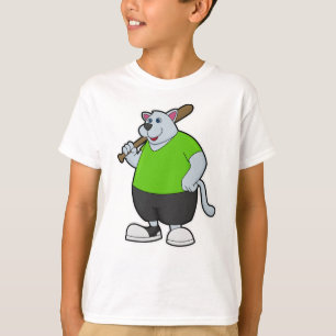 T-shirt Chien au baseball avec batte de baseball