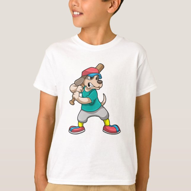 T-shirt Chien au baseball avec batte de baseball (Devant)