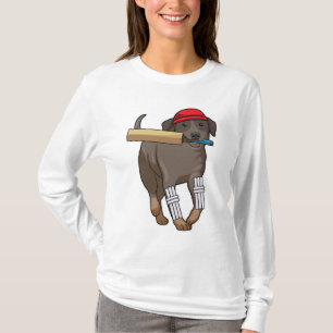 T-shirt Chien au cricket avec batte de cricket