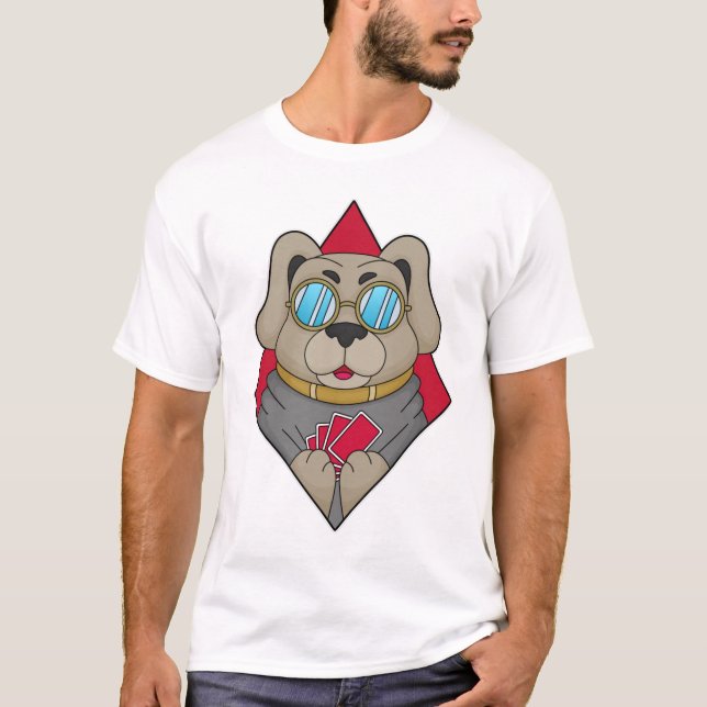T-shirt Chien au Poker avec cartes de Poker (Devant)