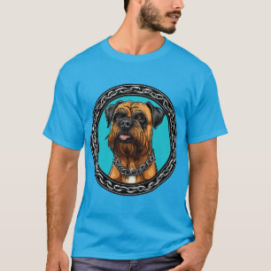 T-shirt Chien avec Collier à Chaîne et Fond Audacieux