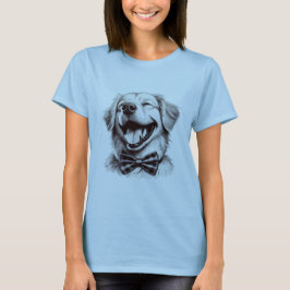 T-shirt chien avec cravate arc rire