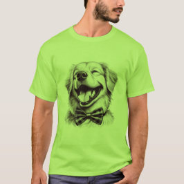 T-shirt chien avec cravate arc rire