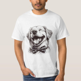 T-shirt chien avec cravate arc rire