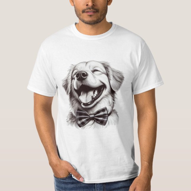 T-shirt chien avec cravate arc rire (Devant)