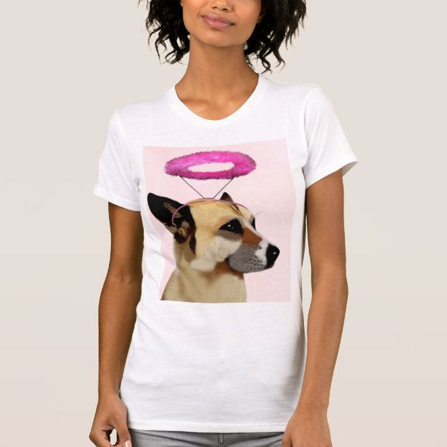T-shirt Chien avec Halo rose (Devant)