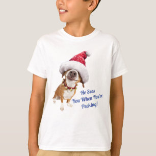 T-shirt Chien avec un grand chapeau de Père Noël