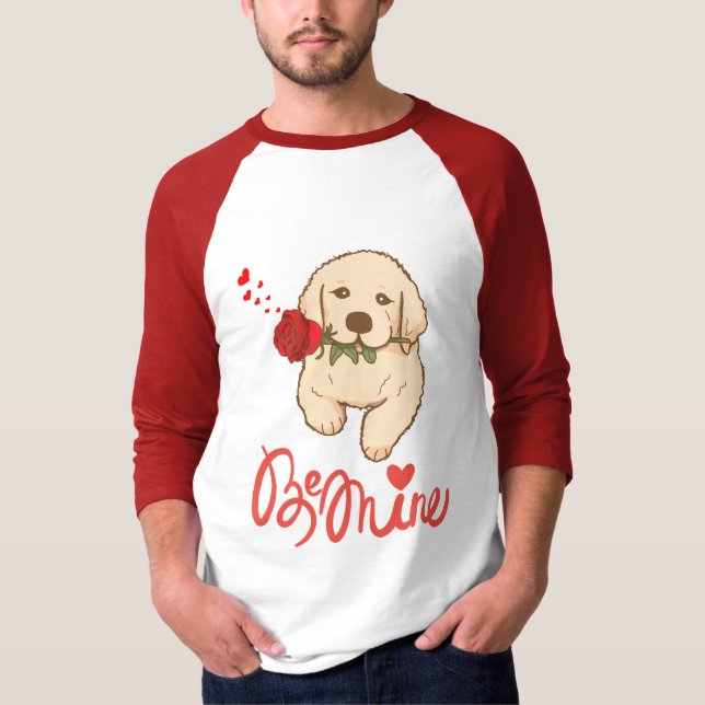 T-shirt Chien avec un rose. Soyez miennes (Devant)