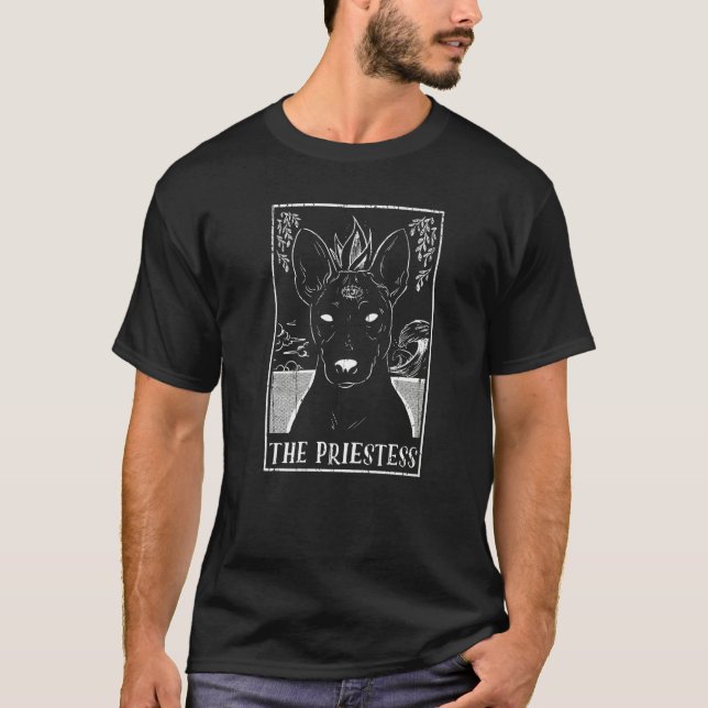 T-shirt Chien Basenji Carte Tarot Pagan Goblincore (Devant)