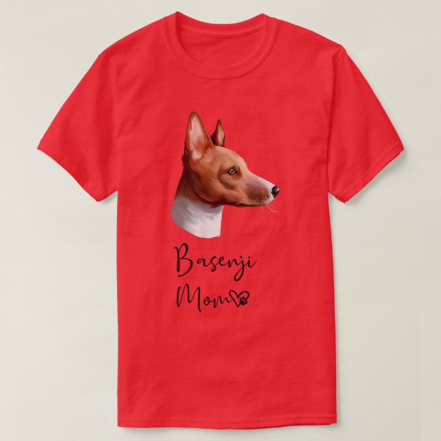 T-shirt Chien Basenji Maman mignonne Chien Chien Chien Pro (Design devant)