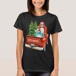 T-shirt Chien beagle équitation Camion Rouge Noël