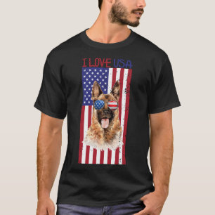 T-shirt Chien berger allemand 4 juillet Drapeau américain