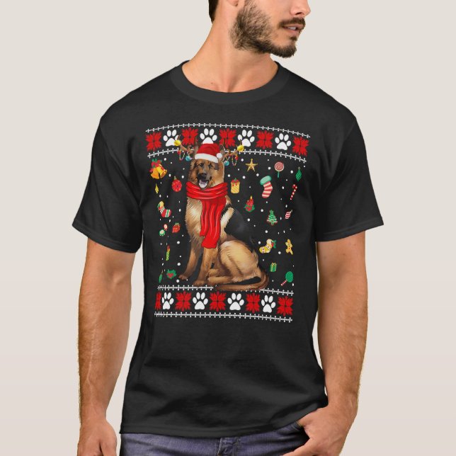 T-shirt Chien berger allemand de Noël Uglyer (Devant)