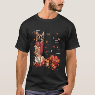 T-shirt Chien Berger Allemand Drôle D'automne Écharpe Chie