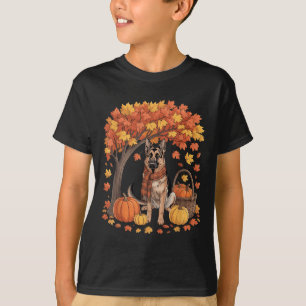 T-shirt Chien berger allemand Écharpe d'automne Citrouille