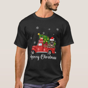 T-shirt Chien berger allemand équitation Camion rouge Noël