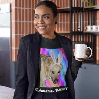 T-shirt Chien berger allemand et lapin de Pâques foncé fem