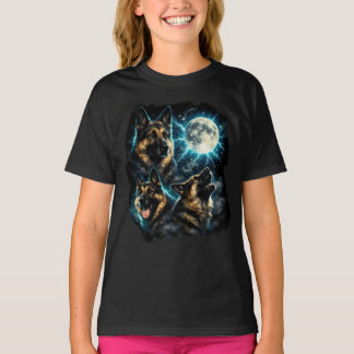 T-shirt Chien berger allemand hurlant à la lune