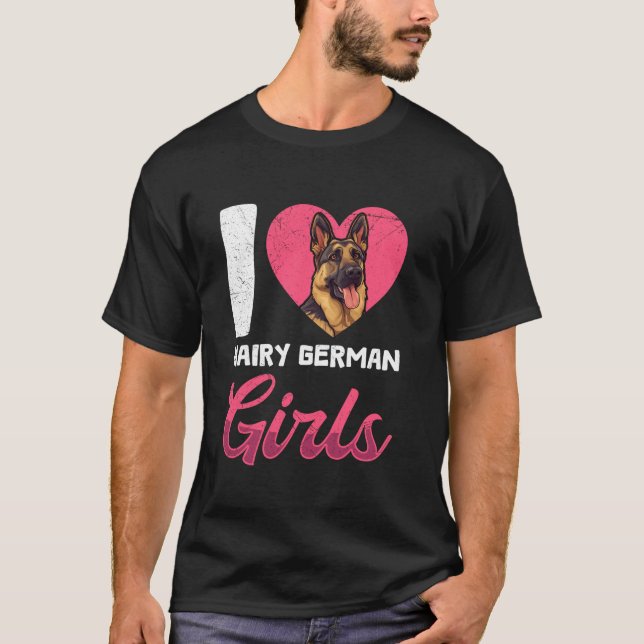 T-shirt Chien berger allemand J'AIME CHEVEUX FILLES ALLEMA (Devant)