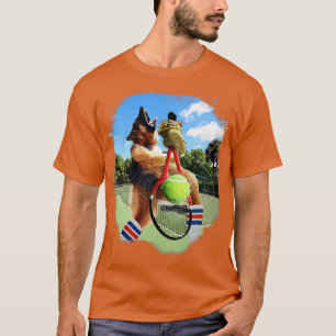 T-shirt Chien berger allemand jouant au tennis