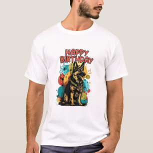 T-shirt Chien berger allemand joyeux fête d'anniversaire S