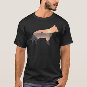 T-shirt Chien berger allemand Silhouette Sun Mountain alle