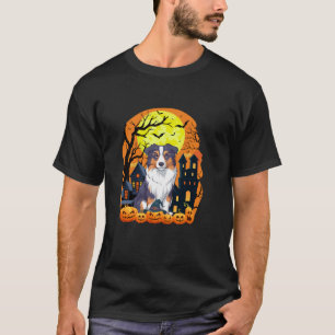 T-shirt Chien Berger Australien Avec Hallow Citrouille