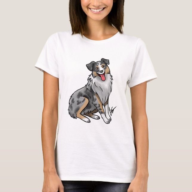 T-shirt Chien - Berger australien - Merle bleu (Devant)