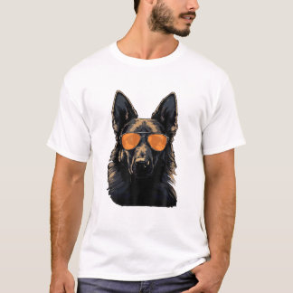 T-shirt Chien berger avec lunettes de soleil Malinois T Ch