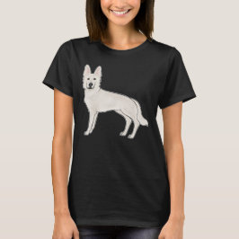 T-shirt Chien blanc berger suisse blanc GSD mignon dessin